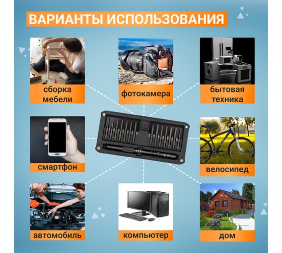 Набор отверток с битами KRANZ RA-02, для точных работ, сталь S2, 30 предметов, KR-12-4752