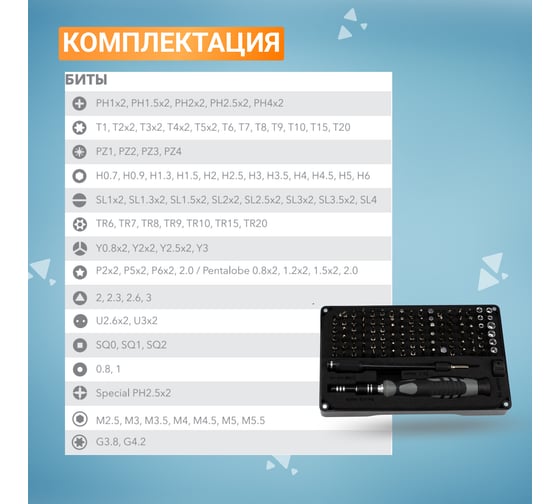 Отвертка с битами для точных работ KRANZ RA-05 CR-V, 106 предметов KR-12-4755