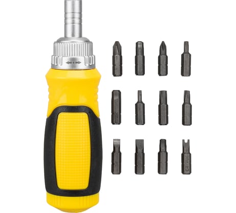 Реверсивная отвертка с набором бит REXANT 13 предметов 12-4778