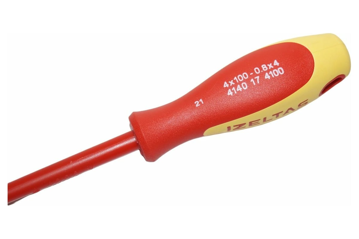 Диэлектрическая отвертка IZELTAS 1000В, прямой шлиц, 4x100 мм, длина ...
