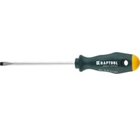 Отвертка KRAFTOOL PRO Cr-Mo-V, закаленный стержень, двухкомпонентная противоскользящая рукоятка, SL 5,5x1,0x125 мм 25007-5.5-125