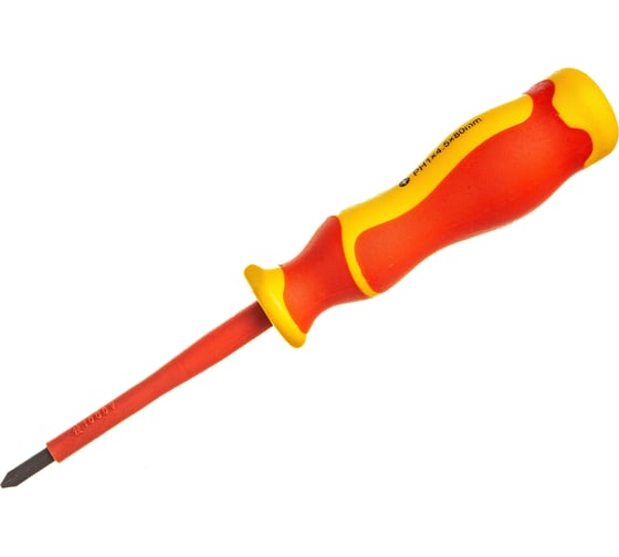 Отвертка Harden PH1х80 мм с диэлектрической рукоятью, до 1000 В, S2 801005