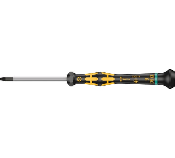 Антистатическая отвертка WERA 1567 TORX BO ESD Kraftform Micro, TX8х60 мм, WE-030114