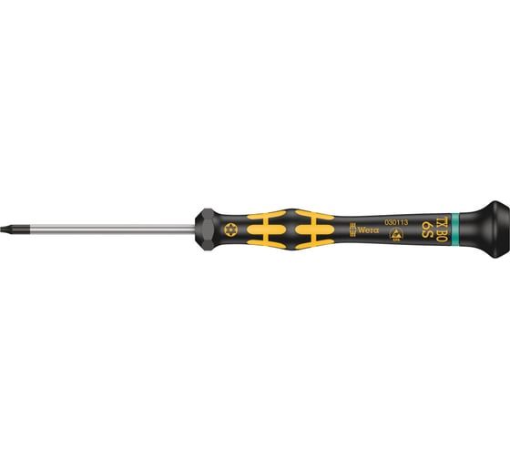 Антистатическая отвертка WERA 1567 TORX BO ESD Kraftform Micro, TX6х60 мм WE-030113