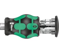 Короткая ручка-битодержатель WERA Kraftform Kompakt Stubby Magazin 5 с битами, 6 предметов WE-008878