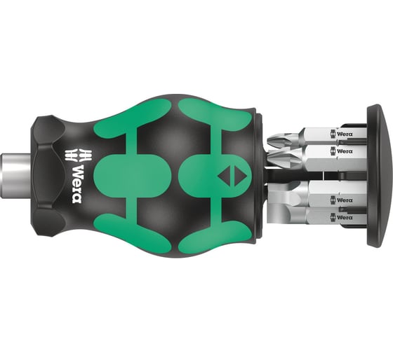 Короткая ручка-битодержатель WERA Kraftform Kompakt Stubby Magazin 5 с битами, 6 предметов WE-008878 1