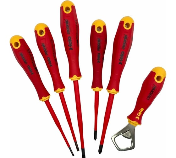 Набор диэлектрических отверток Felo SL/PH E-Slim Ergonic, 5 шт + открывашка 41386298