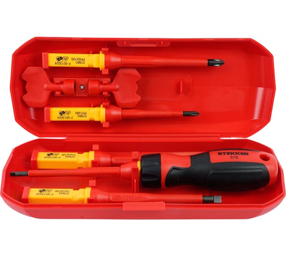 Отвертка STEKKER STLS005 VDE со сменными битами до 1000В, 8 предметов 50409 1