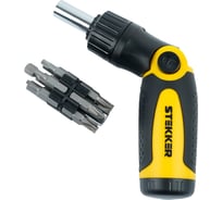 Отвертка реверсивная STEKKER STLS004 с битами, 14 предметов 50408