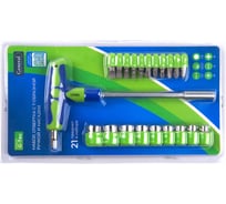 Набор, отвертка с Т-образной ручкой и насадки General Lighting Systems №2, 21 предмет, G-Tec 901211