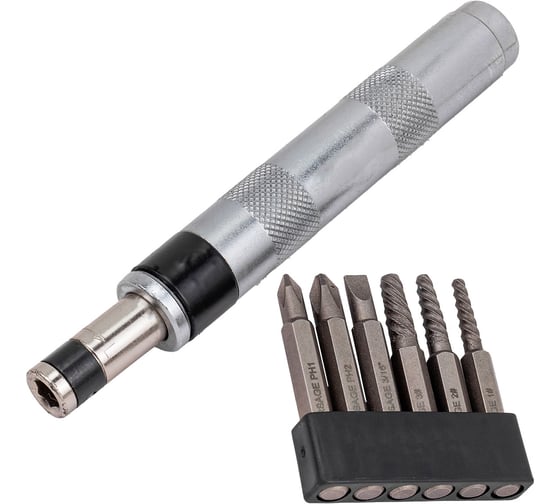 Отвертка ударная с набором бит и экстракторами резьбы Forsage 7 предметов F-5064V(63454) 1