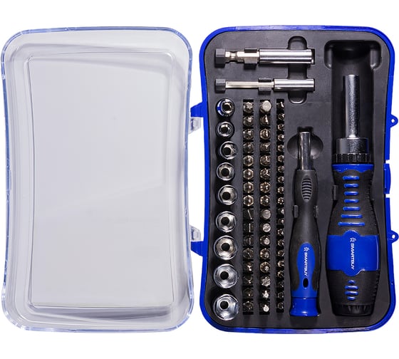 Отвертки с битами Smartbuy 65 элементов, 2 отвертки, 61 насадка, 2 удлинителя, CR-V сталь, PRO TOOLS SBT-PRO-SCBS-65P1 1