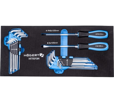 Набор отверток, ключи HEX и TORX 20 шт., ложемент EVA HOEGERT TECHNIK HT7G134