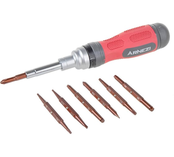Отвертка с трещоткой со сменными стержнями Arnezi 19пр. металл S2 Profi R2042005 1