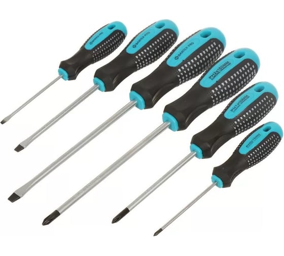 Набор отверток BARTEX 6 пр, трехкомпонент ручка, CrV, antislip, AI-3004002 388634 1