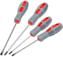 Набор отверток BARTEX 4 пр, PH 1,2/ SL 5,6, антискольз двухкомп, CrV сталь 317423