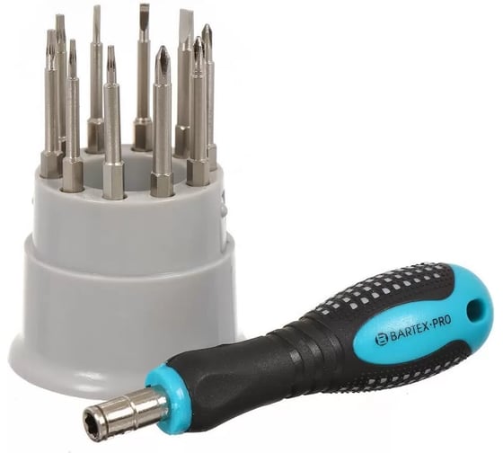 Набор отверток для точных работ BARTEX 11 пр, , SL, PH, T, трехкомпонент ручка, с насад, пенал, AI-3 388633 1