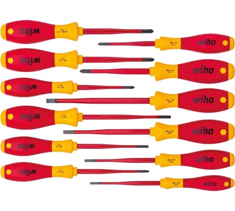 Набор отверток Wiha 41003 SoftFinish electric slimFix смешанная комплектация, 12 предметов wih41003