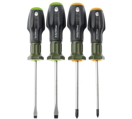 Набор отверток c 3-х компонентной ручкой Дело Техники 4 предм.шлиц 5x100 мм, 6x100 мм;  PH1x100 мм, PH2x100 мм 728040