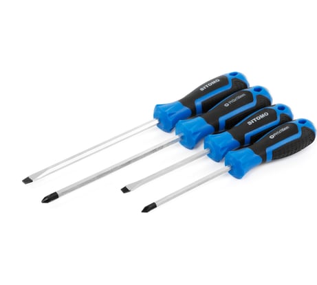 Набор отверток усиленных SITOMO 4шт. (PH1x100, PH2x150, SL5x100, SL6x150) CrV 1162401