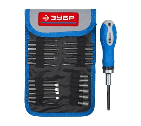 Набор ЗУБР: реверсивная отвертка ЭКСПЕРТ + биты и торцевые головки 25281-H25