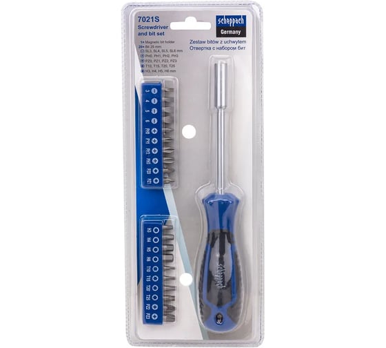 Отвертка в комплекте с битами Scheppach набор 21 предмет Sch-7021S(66029)