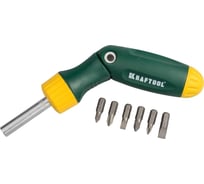 Реверсивно-рычажная отвертка с битами BIT-LOCK KRAFTOOL 26150-H7