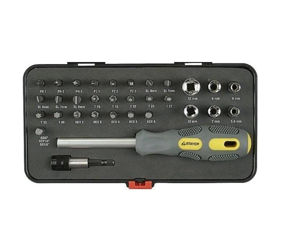 Отвертка MAX-GRIP в наборе с битами и торцевыми головками STAYER 25927-H32 G 1