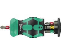 Короткая отвёртка-битодержатель с трещоткой WERA с битами, 6 пр., 1/4 C 6.3 PH 1/2, PZ 1/2, SL 5.5, TX 25 WE-008892