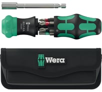 Набор бит с отвёрткой-битодержателем WERA с чехлом, 6 пр., биты 2x 851/1 BTZ PH 1x25 мм, PH 2x25 мм, 1x 855/1 BTZ PZ 2 x 25 мм, 2x 867/1 BTZ TORX TX 20x25 мм, TX 25x25 мм, 1x 800/1 BTZ 0.8 мм x 5.5 мм x 25 мм WE-051520