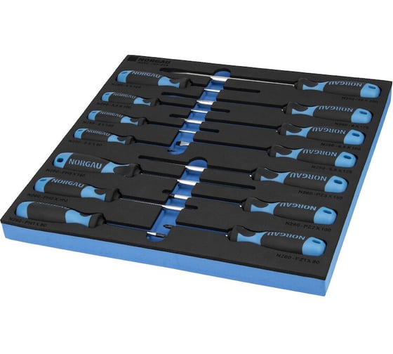 Набор отверток NORGAU в ложементе, 14 предметов, 400х400, тип N250-260-014, 062002801