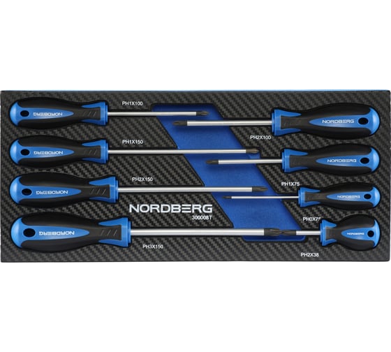 Набор отверток крестовых в ложементе NORDBERG 8 предметов 300008T