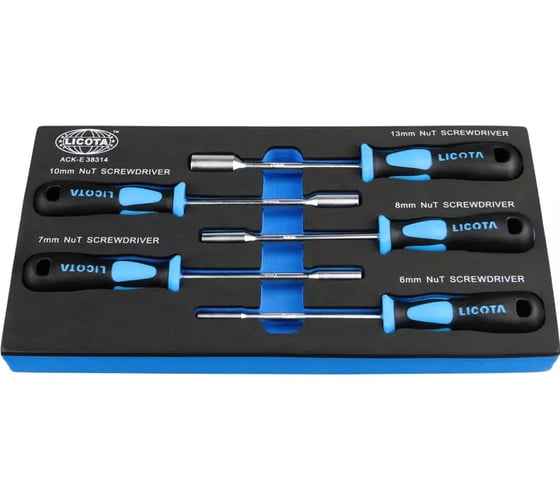 Набор отверток торцевых шестигранных Licota 5 предметов, 6 - 13 мм, в ложементе EVA ACK-E38314