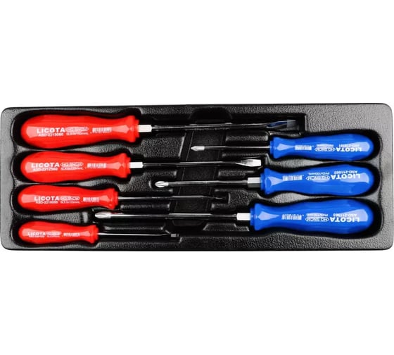 Набор отверток с пластиковой ручкой Licota 7 предметов, в ложементе ACK-384109