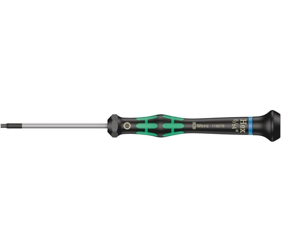 Отвёртка с внешним шестигранником прецизионная WERA 2054 Hex-Plus Kraftform Micro 5/64 x 60 мм WE-118078