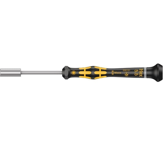 Отвёртка торцевая антистатическая прецизионная WERA 1569 ESD Kraftform Micro 5.5 x 60 мм, с внутренним шестигранником WE-030151
