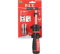 Набор бит с рукояткой P.I.T. ADVANCE (12шт, рукоятка с трещоткой, биты 12шт, держатель) HSDR04-0012B