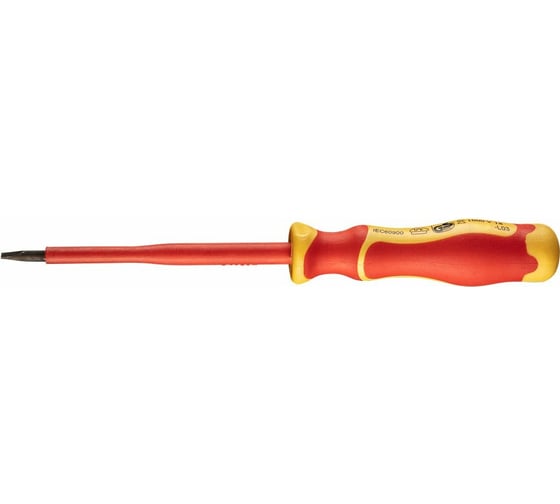 Шлицевая диэлектрическая отвертка NEO Tools 1000V SL4x100 мм, S2, двухкомпонентная рукоятка 04-132