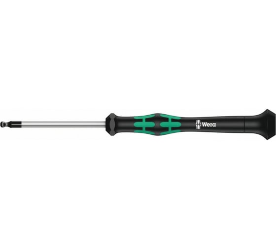 Шестигранная отвертка WERA Kraftform Micro 2052 сферическая головка, для электроники, 3.0x60 мм WE-118096