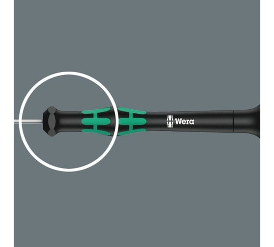Шестигранная отвертка WERA Kraftform Micro 2052 сферическая головка, для электроники, 3.0x60 мм WE-118096