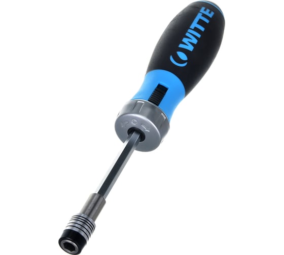 Реверсивная отвертка WITTE PRO BITDRIVE Ratchet с трещоткой и набором бит в рукоятке 468021000