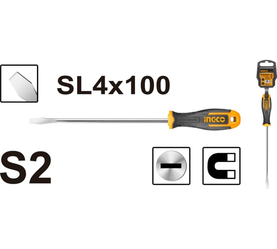 Плоская отвертка INGCO SL4x100 HS684100