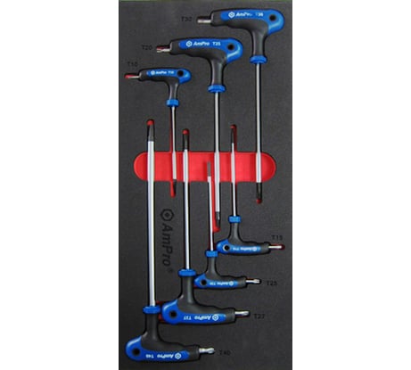 Набор отверток TORX AmPro с Т-образной ручкой 7 предметов в мягком ложементе T22898