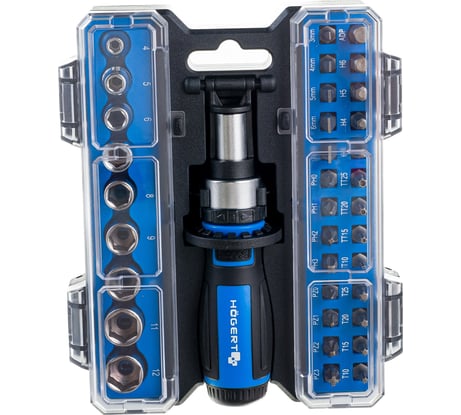 Реверсивная отвертка с набором насадок HOEGERT TECHNIK 36 шт. HT1S101
