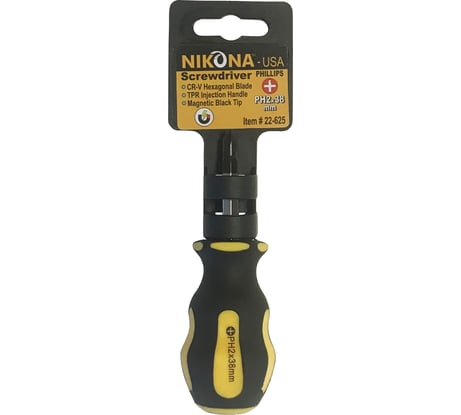 Крестовая отвертка NIKONA Cr-V, PH2x38 шестигранная 22-625