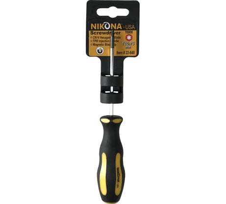 Отвертка NIKONA звездочка Torx  Cr-V, T 10x75 мм, шестигранная 22-640