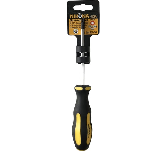 Отвертка NIKONA звездочка Torx  Cr-V, T 27x100 мм, шестигранная 22-644