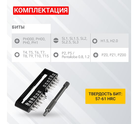 Набор отверток для точных работ KRANZ RA-01 25 предметов в кейсе, сталь S2 KR-12-4751