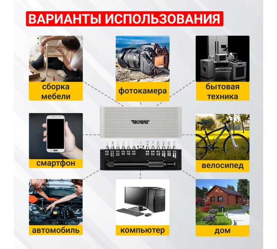 Набор отверток для точных работ KRANZ RA-01 25 предметов в кейсе, сталь S2 KR-12-4751