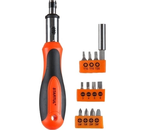 Реверсивная отвертка с набором бит STARTUL 12 предметов ST3049-12